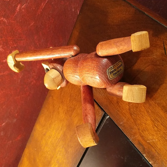 Rare - Antique - 50s-60s Viking Jointed Teak Wood Hand Made in Japan Monkey Toy - Picture 5 of 7